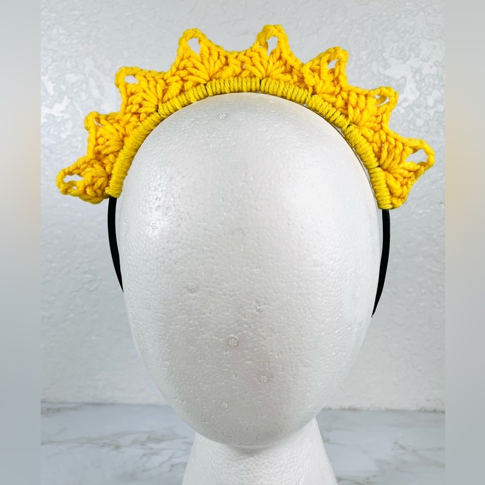 Yellow Crochet Crown Headband